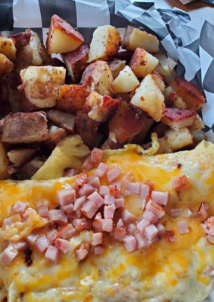 Ham and Cheese Omelette American Fries