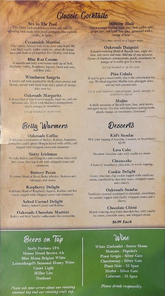 Oak Roads Grill & Bar Menu image 1